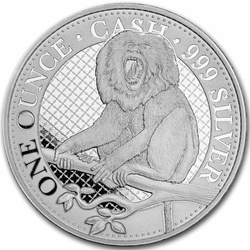 St Helena: Cash India Wildlife - Lion Tailed Macaque 1 uncja Srebra 2023
