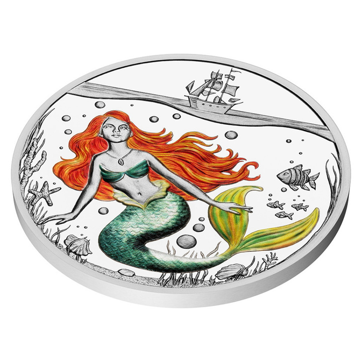 Book Templates - H. C. Andersen - The Little Mermaid színezett ezüst érme 29 gramm ezüst 2025 Proof