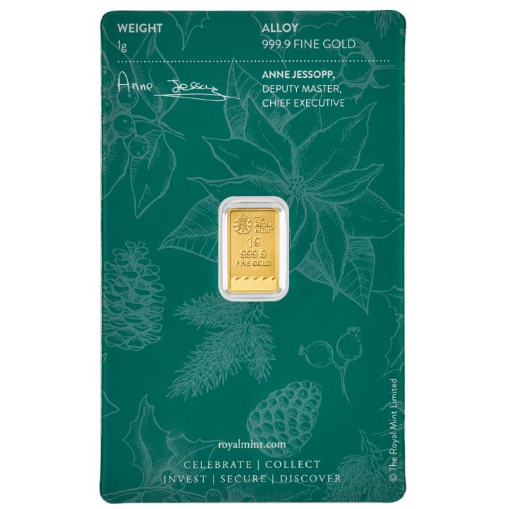 Britannia lingote 1 gramo de oro Feliz Navidad