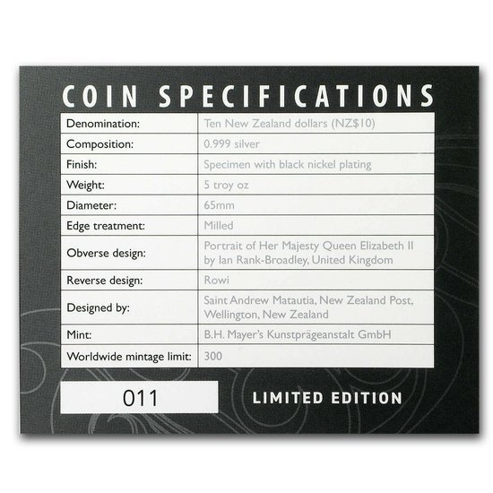 Kiwi 5 oz Plata 2020 (Niquelado Negro)