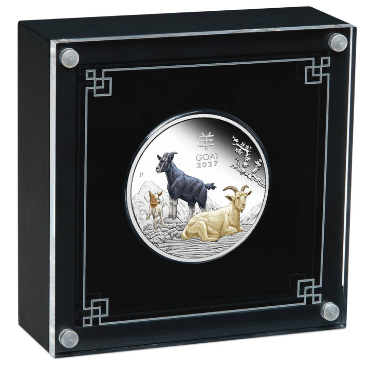 Srebrna Moneta Perth Mint: Lunar III - Rok Kozy kolorowany 1 uncja Srebra 2027 Proof