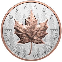 Foglia d'acero canadese “Silver Maple Leaf” placcata in oro 1 oncia d'argento 2025 Reverse Proof Ultra High Relief