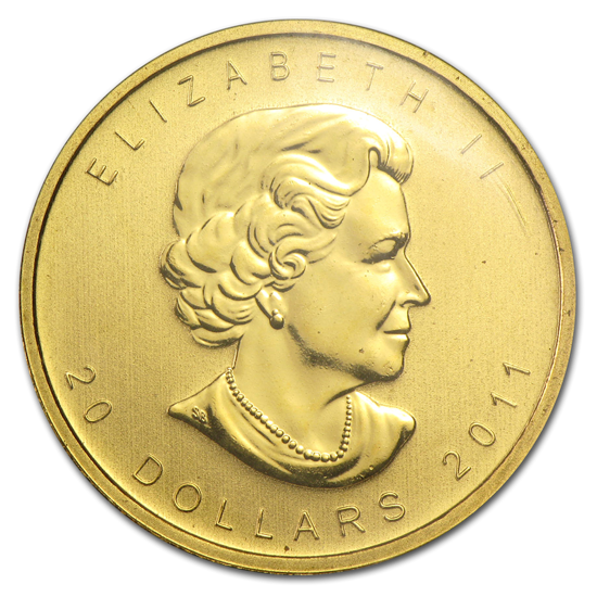 Hoja de arce canadiense 1/2 oz Oro 2011