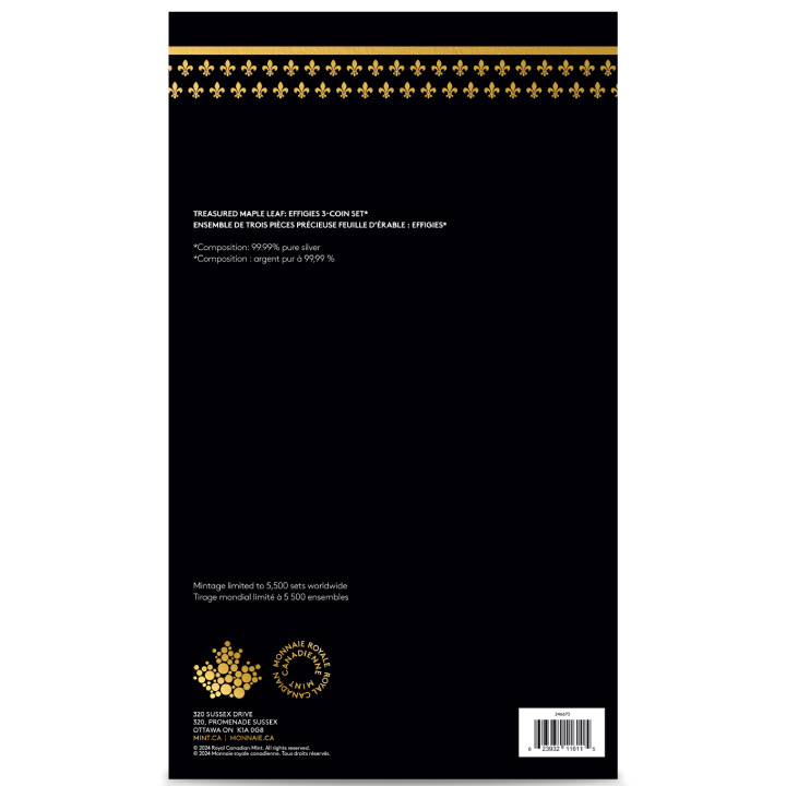 Ensemble de 3 pièces Canadian Maple Leaf Treasured 3 x 1 once d'argent 2022, 2023, 2024