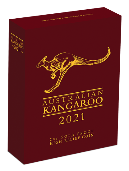 Australijski Kangur 2 uncje Złota 2021 Proof High Relief