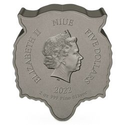 Niue: Naturaleza Feroz - Tigre 2 oz Plata 2022 Acabado Antiguo