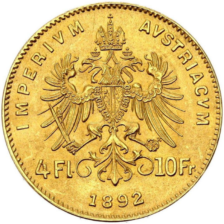 Austria: 4 Floreny / 10 Franków Złoto Różne Roczniki