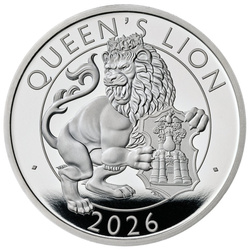 The Royal Tudor Beasts: Löwe der Königin 1 Unze Silber 2026 Proof
