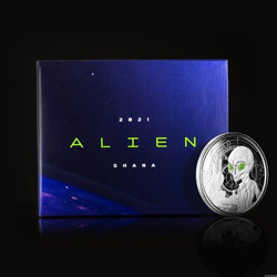 Ghana: Alien barevná 1 unce stříbra 2021 Proof