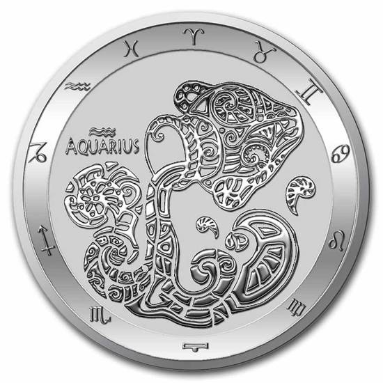 Tokelau: Serie Zodiac - Acquario 1 oncia d'argento 2022 Slab