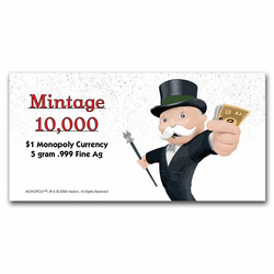 Pièce de monnaie Samoa : Monopoly - Billets de banque 5 grammes d'argent 2024