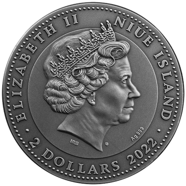 Niue: Calendario ebraico colorato $2 Argento 2022 Moneta antica ad alto rilievo