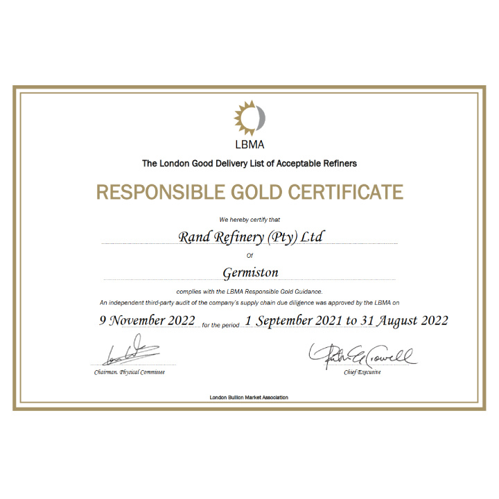 Rand Rafinery 100 gram Gold Bar LBMA GD Refiner