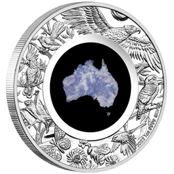 Great Southern Land 1 oncia d'argento 2022 Proof (moneta con lepidolite blu)