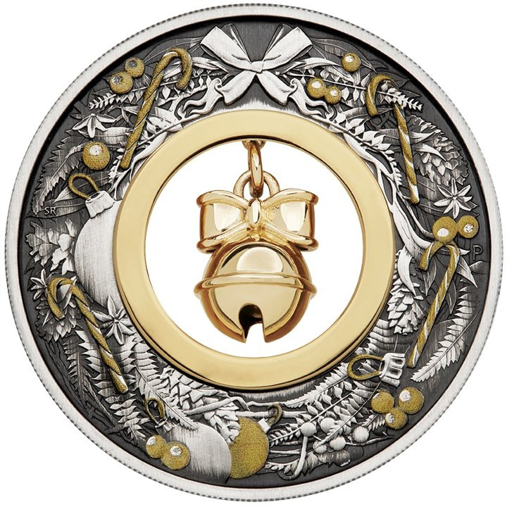 Jingle bell colorato 2 once d'argento 2022 Antiqued Coin
