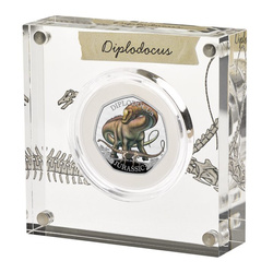 Dinosaures : spécimens emblématiques - Diplodocus coloré 50 pence en argent 2024 Proof