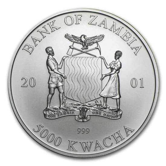 Vida salvaje africana: Elefante 1 oz Plata 2001