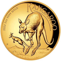 Ausztrál kenguru 2 oz arany 2022 Proof magas domborzatú