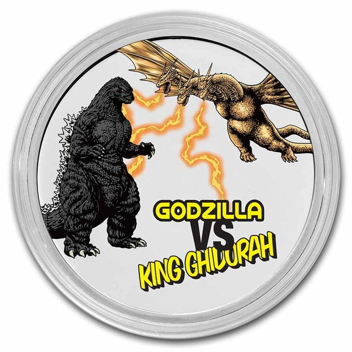 Niue: Godzilla vs Monsters - King Ghidorah colorato 2 once d'argento 2023