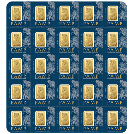 25 x 1 gram Gold Bar Pamp Fortuna