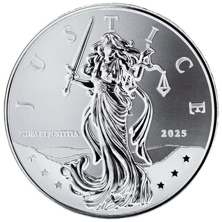 Niue: Lady Justice 1 onza Plata 2025