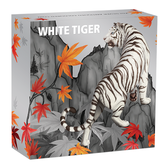 Tuvalu: Tigre bianco colorato 2 once d'argento 2022 Moneta antica