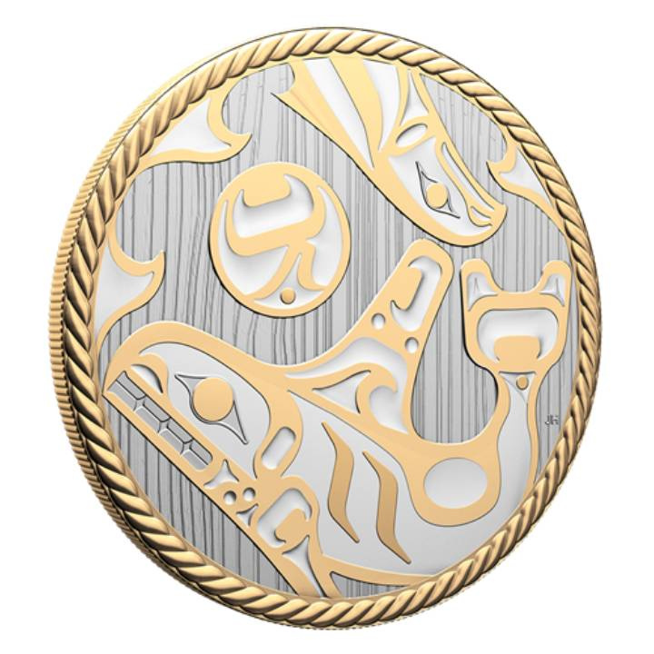 Canadá: The Ancestor chapado en oro 2 oz Plata 2025 Reverse Proof