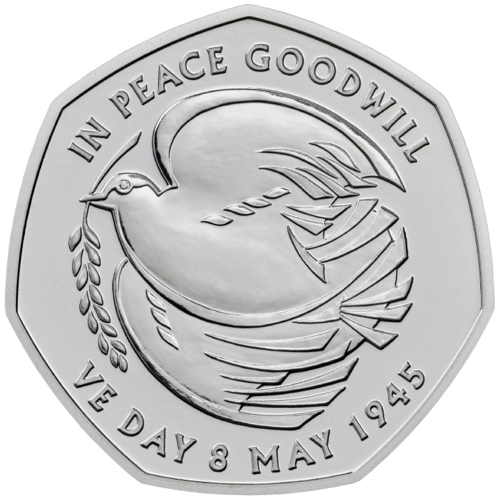 L'80° anniversario del VE Day 50p Rame-nichel 2025
