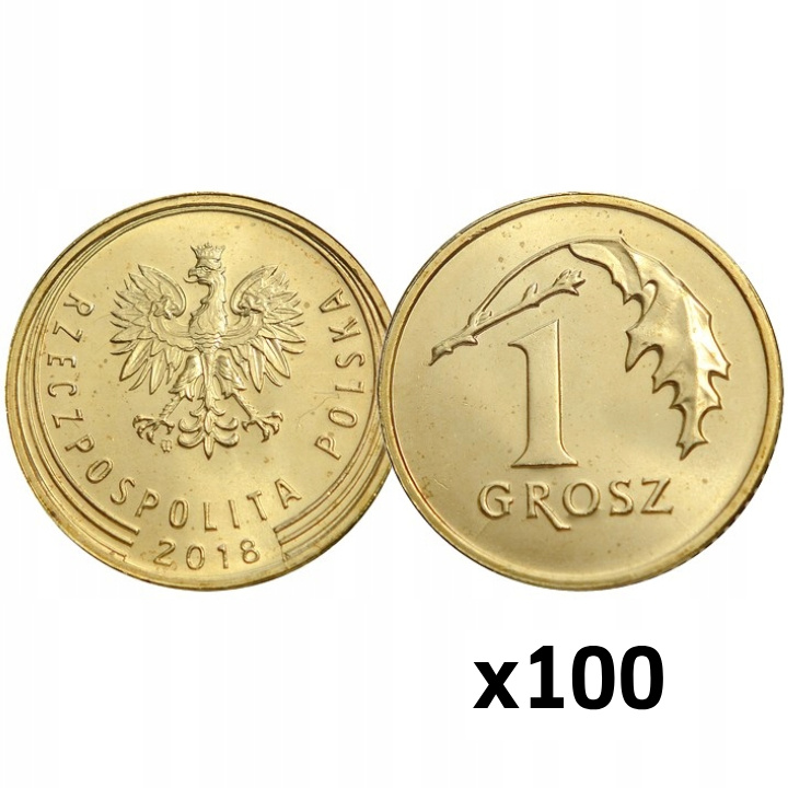 Banca Nazionale Polacca: 1 grosz Sacchetto della Zecca (100 pezzi) - Anni vari
