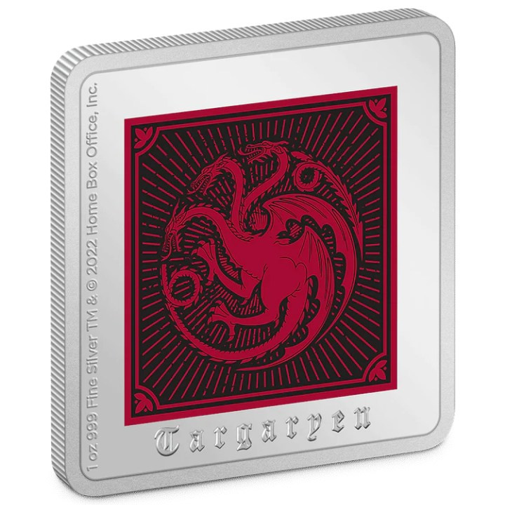 Game of Thrones - Targaryen Sigil kolorowany 1 uncja Srebra 2022 Proof