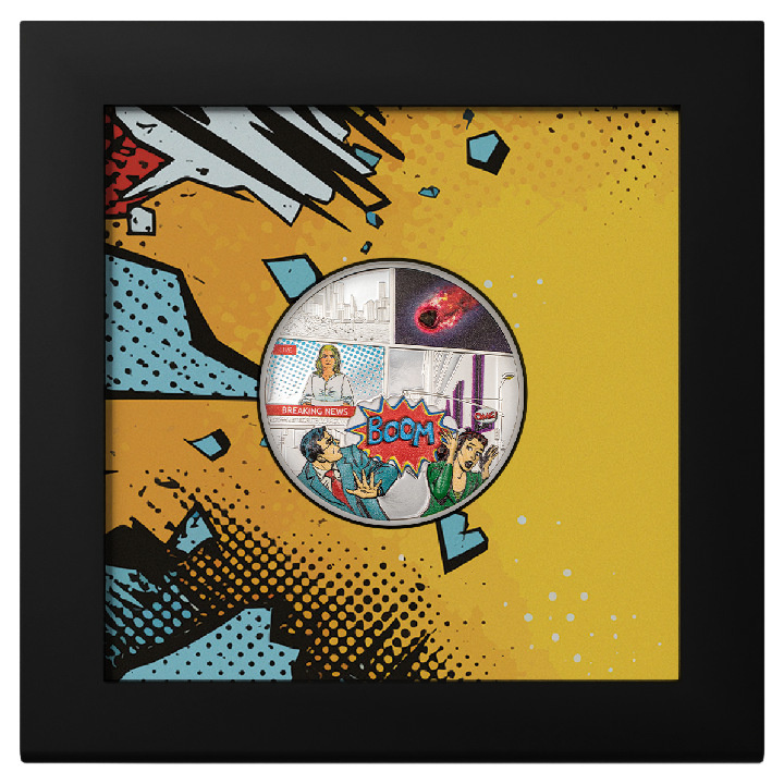 Cook Islands: Meteorite Impacts - Tenham kolorowany 1 uncja Srebra 2023 Proof Ultra High Relief