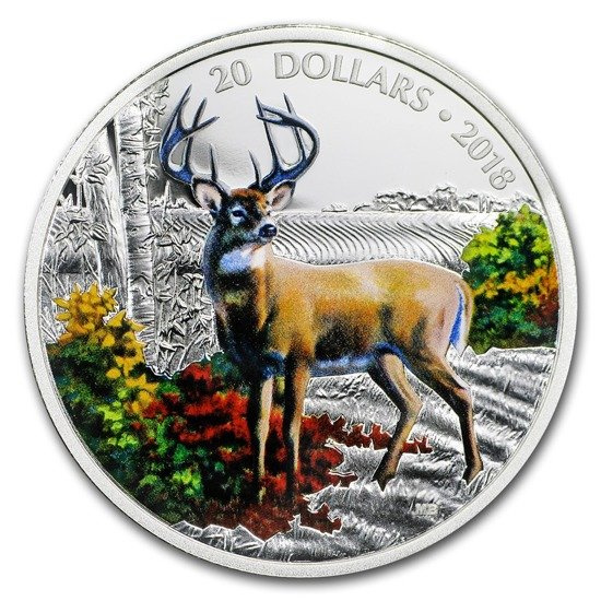 Majestic Wild: White-Tailed Deer 1 oz Silver 2018