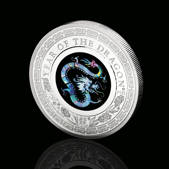 Perth Mint: Lunar III - A sárkány éve 1 uncia ezüst 2024 Proof Opal