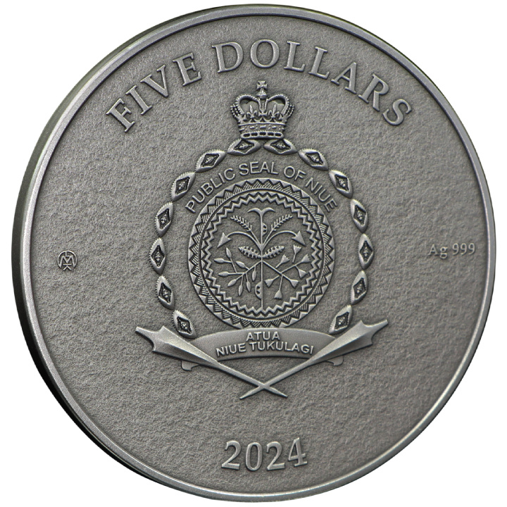 Niue: Essentia - COR coloured $5 Silber 2024 High Relief Antiqued Coin