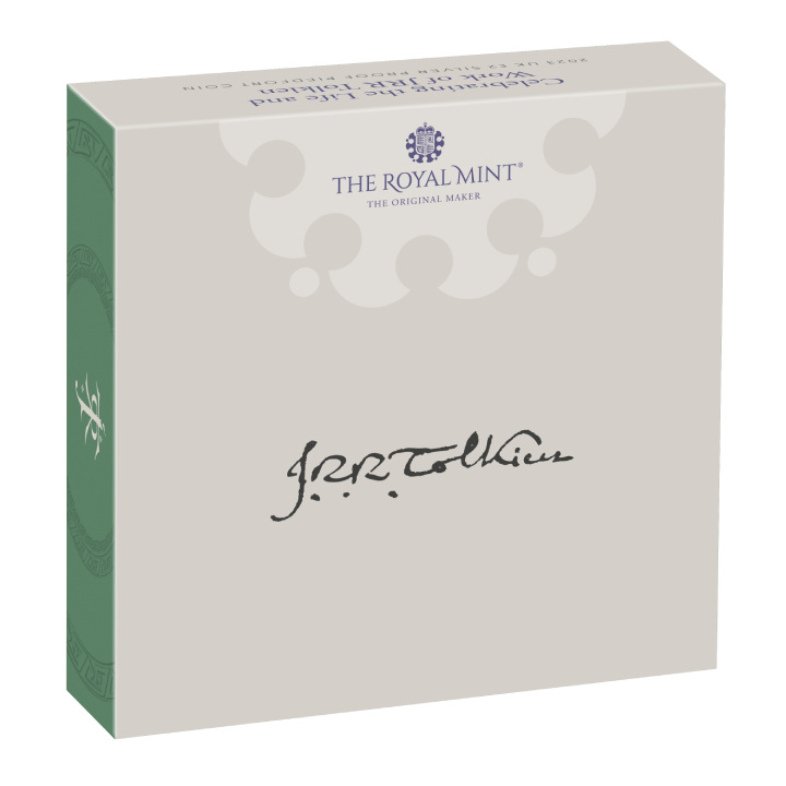 Celebrating the Life and Work of JRR Tolkien £2 pozłacany Srebro 2023 Proof Piedfort