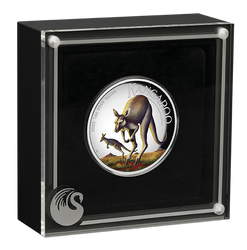 Australijski Kangur kolorowany 1 uncja Srebra 2022 Proof High Relief