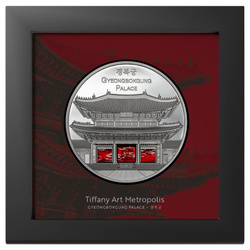 Palau: Tiffany Art Metropolis – A Gyeongbokgung palota színes 5 unciás ezüst 2024 Black Proof