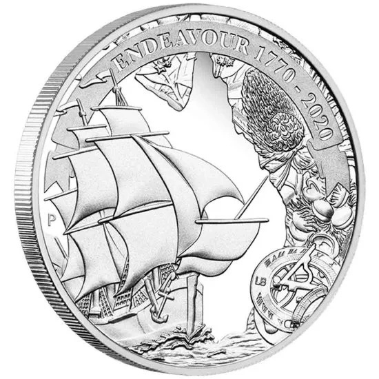 Voyage of Discovery Endeavour 1770-2020 1 unce stříbra 2020 Proof