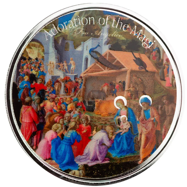 Medal - Adoration of the Magi "Fra Angelico" kolorowany 1 uncja Srebra Prooflike