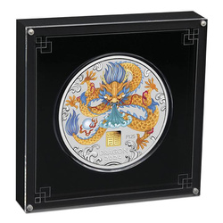 Perth Mint: Lunar III - Rok Smoka kolorowany 1000 gramów Srebra 2024 Gold Privy Mark 
