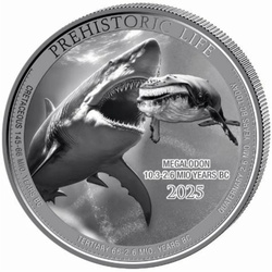 Kongo: Prehistoric Life - Megalodon 1 unce Stříbra 2025