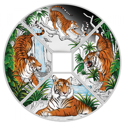 Tuvalu: Year of the Tiger Quadrant Four-Coin Set 1oz Silver 2022 Proof