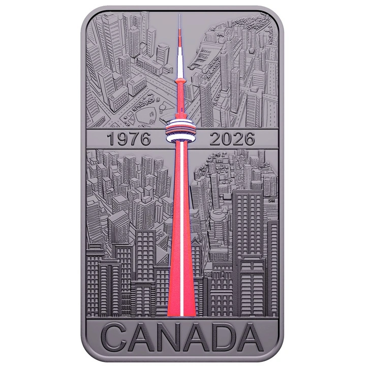 Сребърна кюлче-монета Канада: 50-годишнина на CN Tower $20 Сребро 2026 Пруф