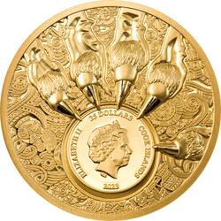 Cookovy ostrovy: Král jihu – Lev 1/4 unce zlata 2023 Proof High Relief