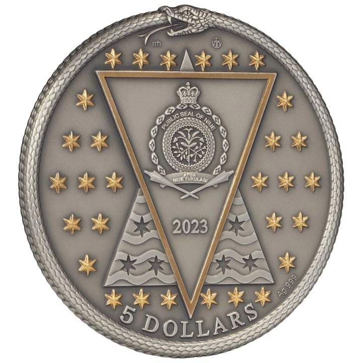 Niue : Les alchimistes - Paracelse plaqué or 5 argent 2023 finition antique