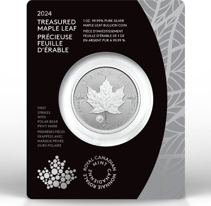 Treasured Canadian Maple Leaf 1 oz Silver 2024 Polar Bear Privy Mark (First Strikes)