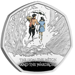 The Lion, the Witch and the Wardrobe 50p coloured Silver 2023 Proof