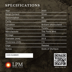 Tuvalu: Gods of Olympus - Artemis 5 oz Silver 2023