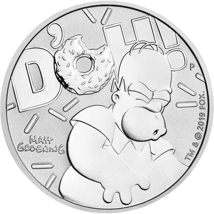 Stříbrná mince Tuvalu Homer Simpson 1 unce 2019