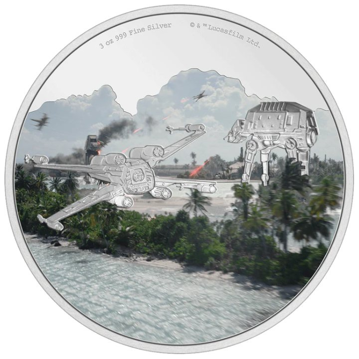 Niue: Star Wars - Battle Scenes of Scarif kolorowany 3 uncje Srebra 2022 Proof